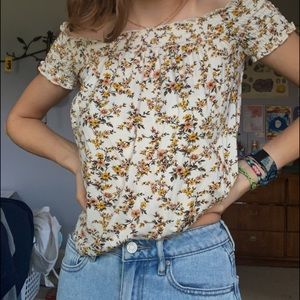 American Eagle floral off the shoulder top